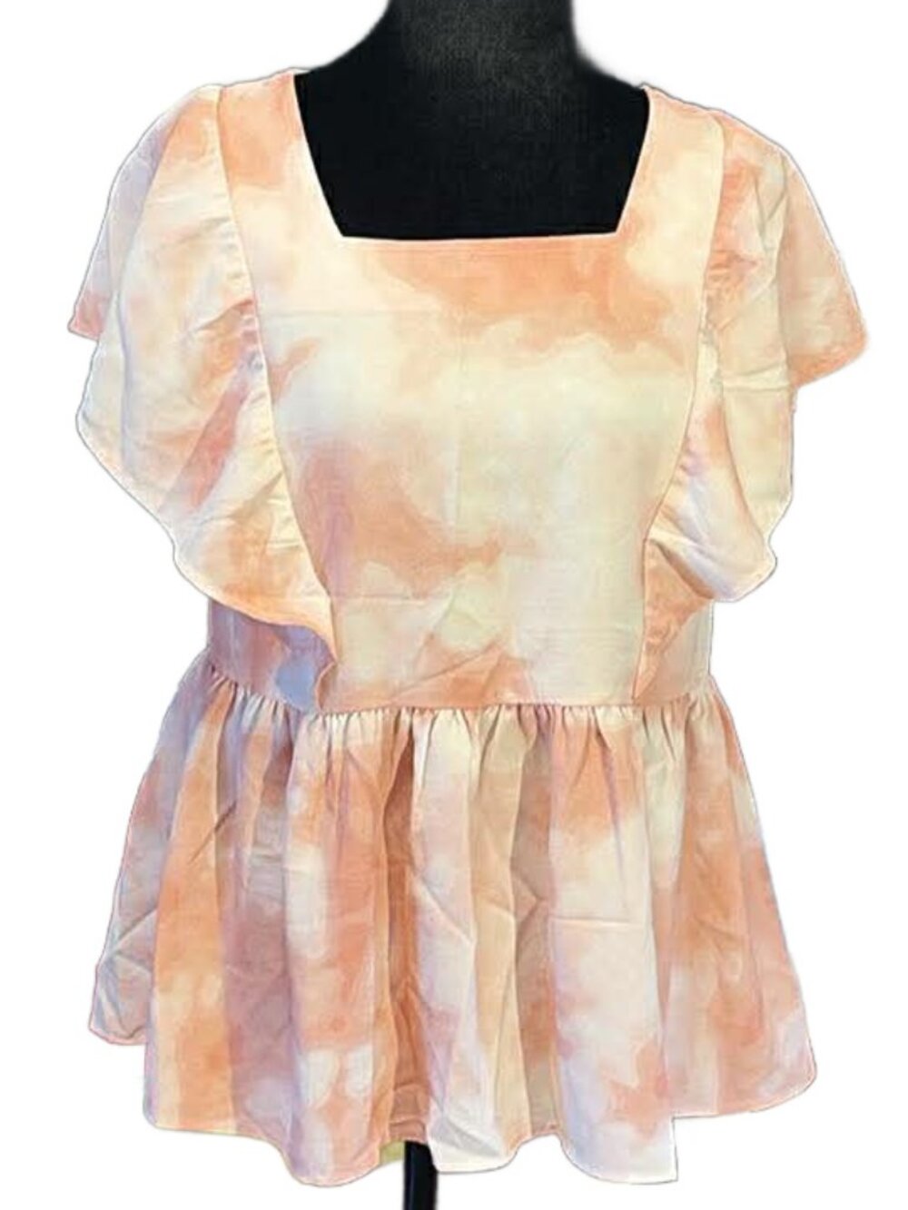 DU JOUR Tie Dye Peplum Blouse